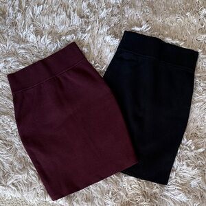 Express Black and Burgundy Pencil Skirt Duo